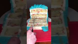 How to cut a tall cake easy way more servings [upl. by Emoreg]