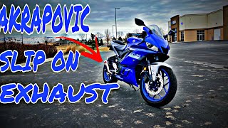 Yamaha R3 AKRAPOVIC Slip On Exhaust  Sound And Review [upl. by Harwell307]