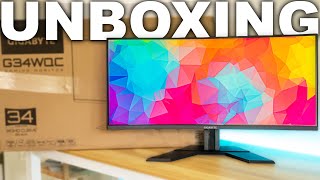 Gigabyte G34WQC 34quot Gaming Ultrawide Unboxing [upl. by Lebazi]