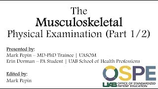 The Musculoskeletal Physical Examination Part 1  Upper Extremity [upl. by Fugere992]