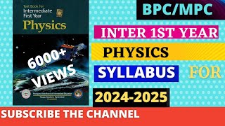 PHYSICS TS INTER 1ST Year Text Book and Syllabus 20242025 [upl. by Saref]