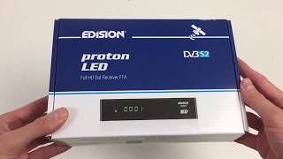 Unboxing DVBS2 SatellitenReceiver EDISION Proton HDMI SCART USB 20 LED Display [upl. by Heimlich]