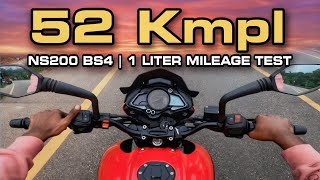 NS200 Mileage 52 Kmpl for 1 Liter  Unbelievable Result 😱😳 [upl. by Weiser613]