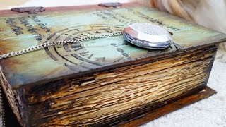 Decoupage Tutorial Vintage Wooden Book  Ντεκουπάζ Ξύλινο Βιβλίο  DIY Craft by Debi [upl. by Nayb]