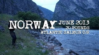 Atlantic salmon 20 pounds fly fishing in Norway [upl. by Mendie]