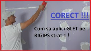 Strat 1 de GLET pe RIGIPS aplicare banda din fibra si hartie pe gips carton [upl. by Shaine]