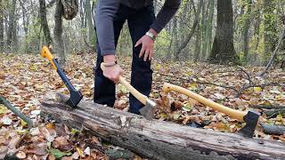 Fiskars X10 Urnieta și Gransfors Bruk scurt test de chopping [upl. by Cherianne578]