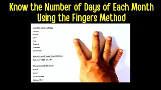 Know the Number of Days for Each Month Using the 4 Fingers Method [upl. by Gabby]