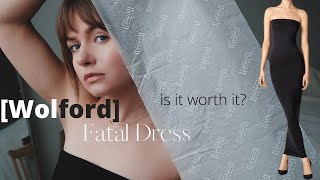 WOLFORD FATAL DRESS  IS IT WORTH IT  UNBOXING AND TRY ON  VELOUR BUNNY [upl. by Ainola]