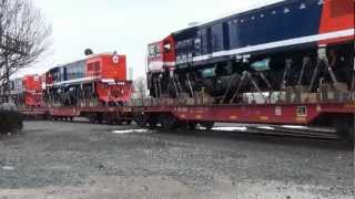 1 23 2013 Muncie In NS L82 with new Progress Rail Narrow Gauge units [upl. by Max]