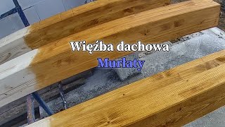 Zakładamy murłaty impregnacja i różne takie Więźba dachowa CNC Budowa domu samemu vlogbudowlany [upl. by Dlorej902]