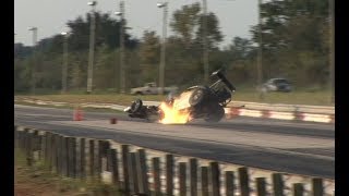 VIOLENT Blown Fuel Altered CRASH  MoKan Dragway [upl. by Ellerahs806]