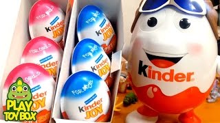 Kinder Joy chocolate Surprise Eggs Kinder Mascot Doll 6 Toy Unboxing Review [upl. by Hanahsuar]