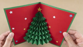 pop up Christmas tree 🎄 how to make easy Christmas card [upl. by Nalym764]