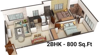 quot2BHK House Interior Design  800 Sq Ftquot by CivilLanecom [upl. by Hernandez]