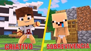 CASA NO CRIATIVO VS CASA NO SOBREVIVÊNCIA  MINECRAFT [upl. by Sybilla]