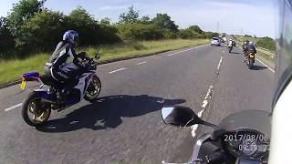 Unmarked police motorcycle chases five bikers at 150mph [upl. by Karlan711]