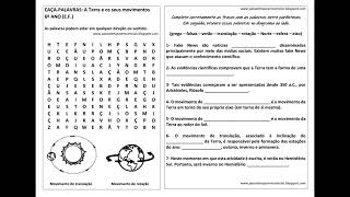 CAÇAPALAVRAS Terra e seus movimentos 6º ano EF [upl. by Tireb545]