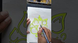 Ganesh ji outline drawing😍 with marker artshorts ganesh [upl. by Essej]