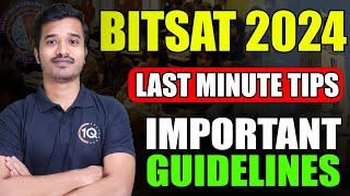 BITSAT 2024 exam Last min Tips and Tricks🔥Score 300 in BITSAT 1st attempt  BITS Pilani [upl. by Faxen]