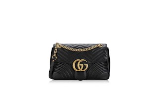 Gucci GG Marmont Matelasse Medium Flap Shoulder Bag Black [upl. by Peta]