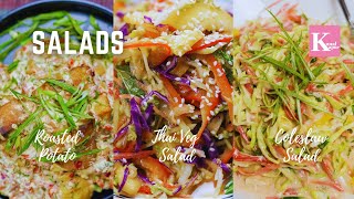 Quick Salad Recipes  Thai Veg Salad  Roasted Potato Salad  Coleslaw Salad  Kunal Kapur Recipes [upl. by Wera956]