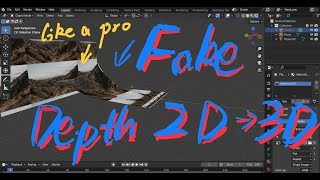 How to add depth to your 2D to 2 5D art in Blender using project from view [upl. by Ayinat]