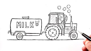 How to draw a Farm Tractor  Easy Drawing Tutorial [upl. by Nnodnarb235]