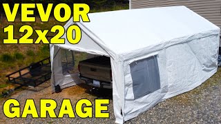 Vevor 12x20 Portable Garage full assembly and overview [upl. by Rriocard]