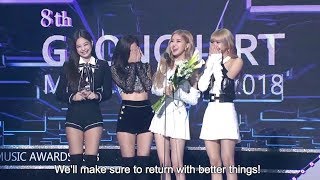 190123 BLACKPINK Winning Speech Gaon Chart Music Awards 2019 [upl. by Eelir]