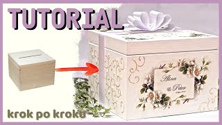 Decoupage ślubne pudełko na koperty  DIY tutorial [upl. by Nebur]