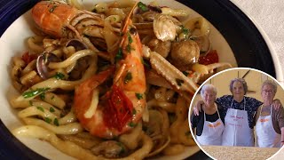 Pasta Grannies cook strozzapreti pasta with seafood [upl. by Sualohcin]