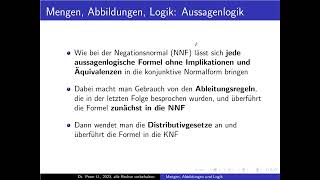 Mengen Abbildungen und Logik Folge 53 Konjunktive Normalform von Formeln [upl. by Hartnett899]