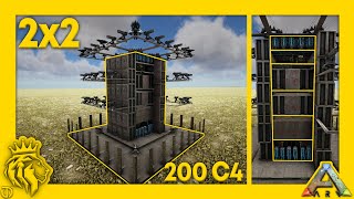 2X2 UNRAIDABLE Turret Tower Design  200 C4  ARK Survival Evolved [upl. by Hoffman661]