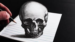 How to Draw a Skull 3D Optical Illusion [upl. by Thorncombe]