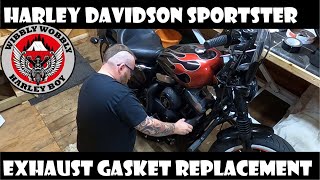 Harley Davidson Sportster Exhaust Gasket Replacement [upl. by Ilanos]