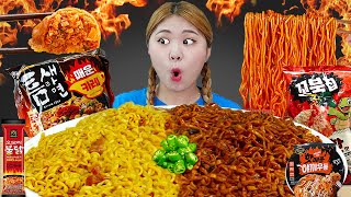 MUKBANG Spicy🔥 Fire Noodles and Japanese Yaki soba by HIU 하이유 [upl. by Brietta]