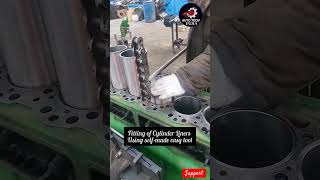 fitting of Cylinder Block Liners automobile mechanical work part settings tech engine liners [upl. by Nananne358]