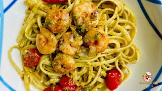 Shrimp Pesto Pasta Recipe  Shrimp Pasta  Pesto Pasta Recipe  Prawn Pasta  30 Minute Meal [upl. by Etan]