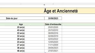 Excel Âge et Ancienneté [upl. by Helali720]