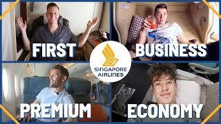 AMAZING Singapore Airlines Flight In All Four Classes First Class Business Premium amp Economy [upl. by Ssor]