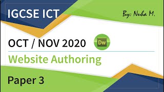 IGCSE ICT  Oct Nov 2020  Paper 3  Website Authoring Dreamweaver [upl. by Ayn644]