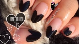 No tools Heart French Tip Nails by The Crafty Ninja [upl. by Lirba]