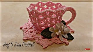 Crochet a TeaCup and Saucer BagODay Crochet Tutorial [upl. by Ariahaj]