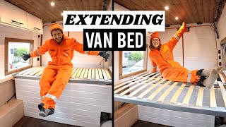 SpaceSaving Slide Out Bed in Our Van Conversion  CAMPERVAN BED  How We Made Our PullOut Bed [upl. by Sebastiano]