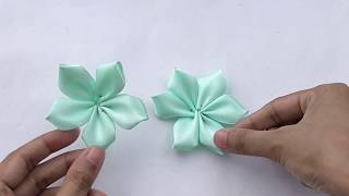 How To Make Flowers Out Of Ribbon  Realistic and Super Easy [upl. by Nickola]