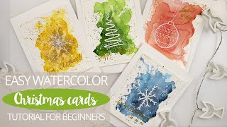 DIY simple Christmas CARDS in WATERCOLOR  tutorial with voiceover [upl. by Pelletier114]