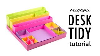 Origami Desk Organizer Boxes Tutorial  DIY  Paper Kawaii [upl. by Mannie]