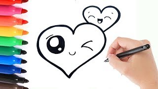 HOW TO DRAW LOVE HEARTS KAWAII  HOE TEKEN JE SCHATTIGE HARTJES [upl. by Sergu976]