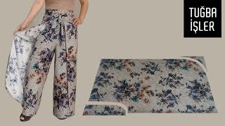 Very Easy Wrap Trouser Cutting and Sewing  Tuğba İşler [upl. by Yllac]